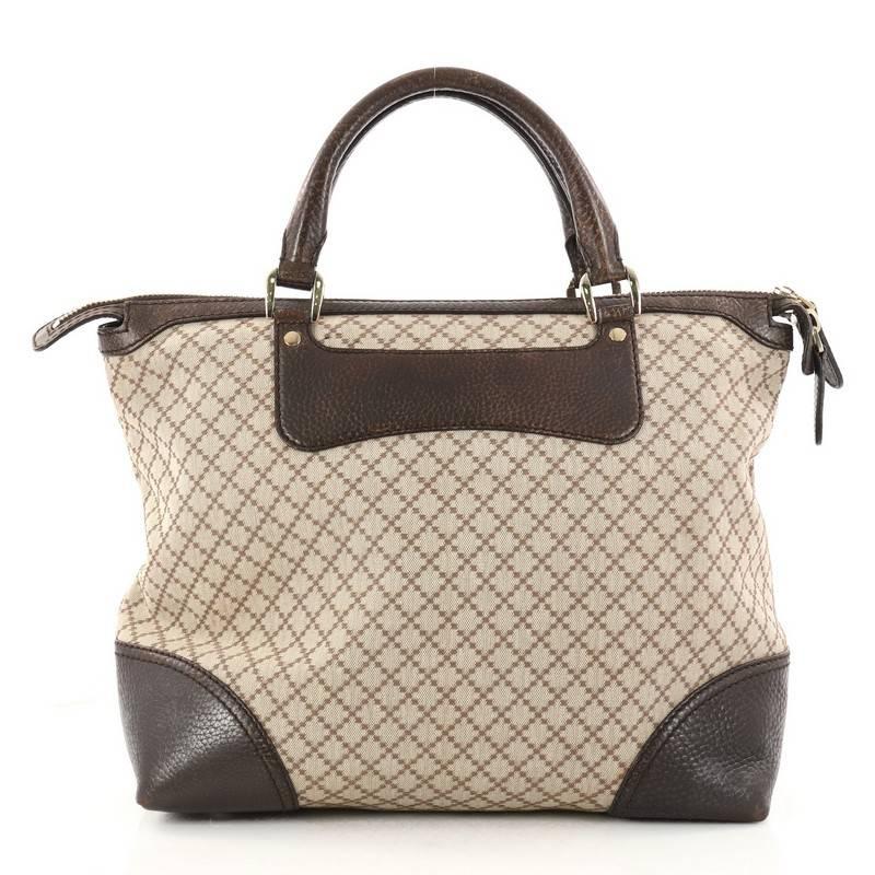 Brown Gucci Catherine Tote Diamante Canvas with Leather Large