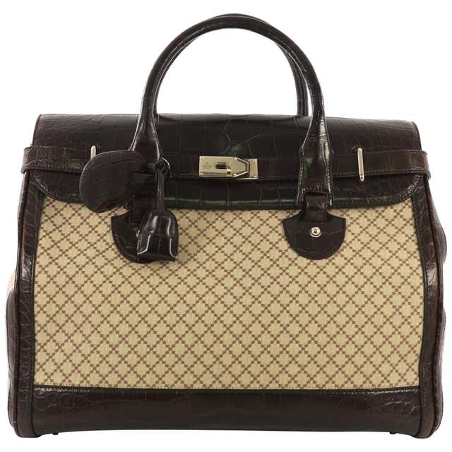 Gucci Cathrine Flap Satchel Diamante Canvas with Crocodile Large at 1stDibs