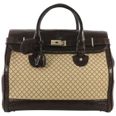 Gucci Cathrine Flap Satchel Diamante Canvas with Crocodile Large