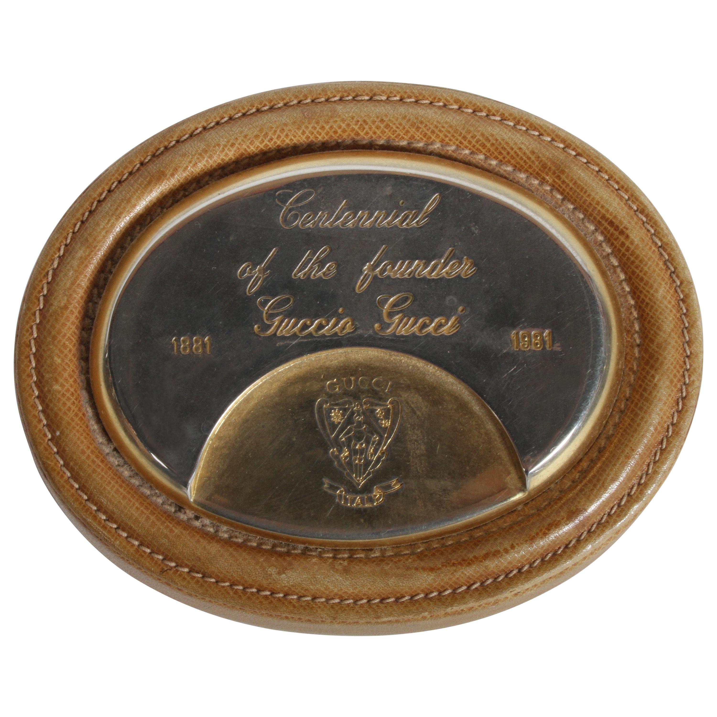 Gucci Centennial the Founder Guccio Gucci Desk Paperweight at 1stDibs