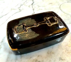 Gucci Ceramic Catchall with Gilt Box, Italy 1980s