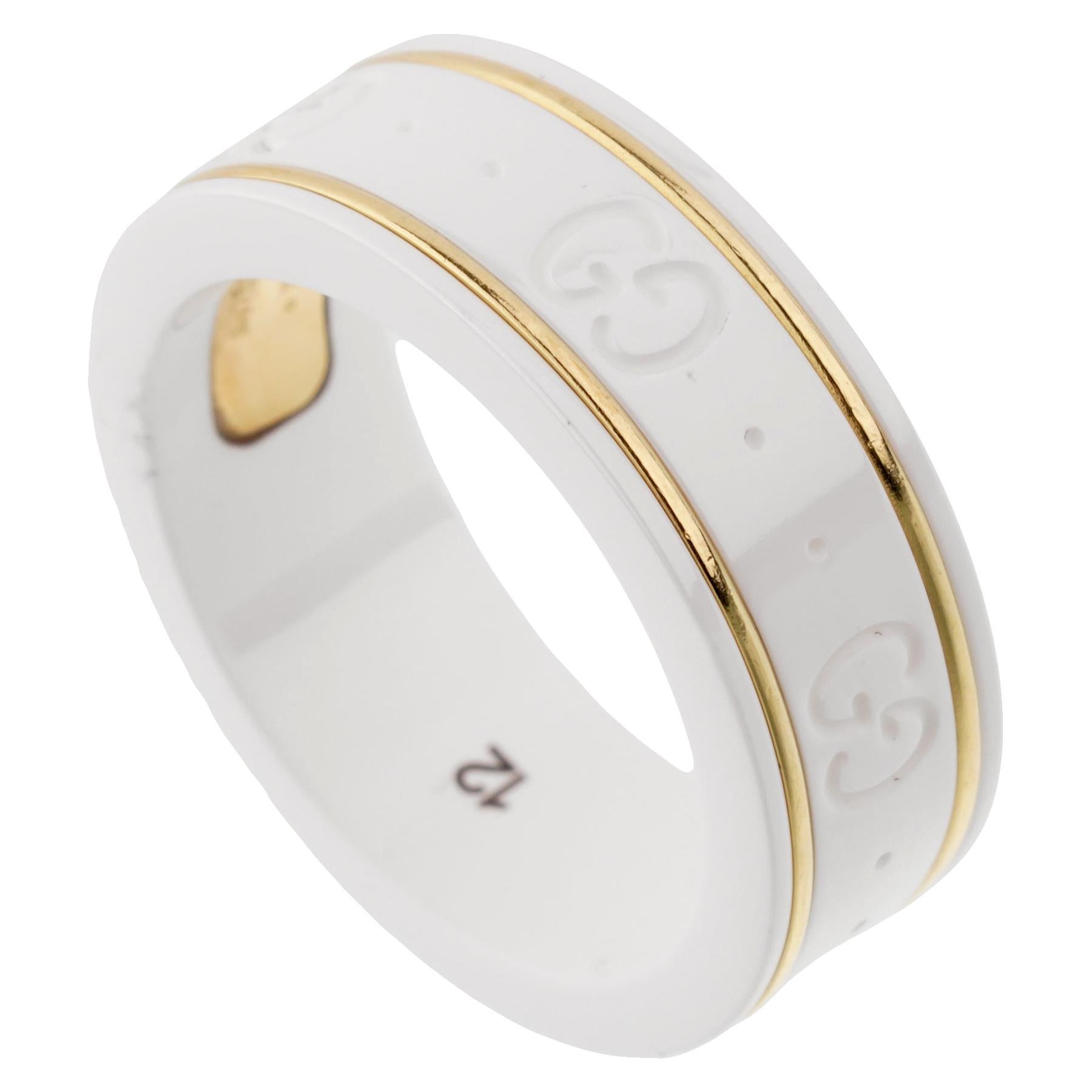 Gucci Ceramic Yellow Gold Band Ring For Sale at 1stDibs | gucci ceramic ring
