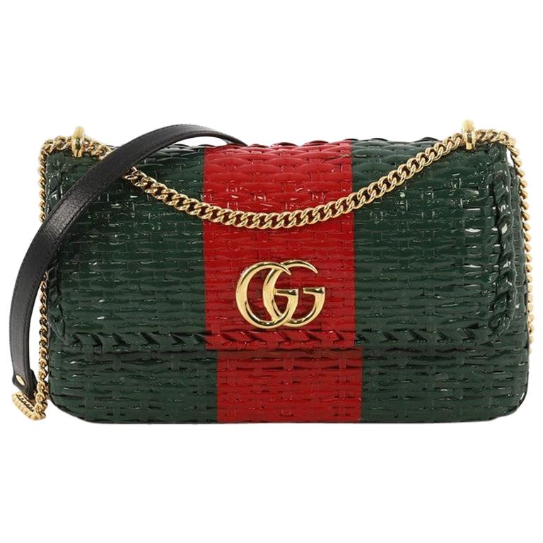 Gucci Cestino Flap Shoulder Bag Wicker Small