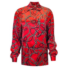 Gucci Chain & Cord Print Silk Shirt