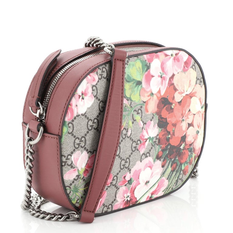 Gucci Chain Crossbody Bag Blooms Print GG Coated Canvas Mini For Sale at 1stdibs