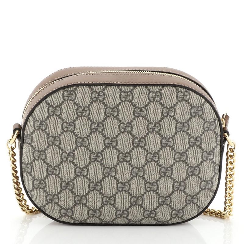 Gucci Chain Crossbody Bag Embroidered GG Coated Canvas Mini  In Good Condition In NY, NY