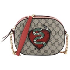 Gucci Chain Crossbody Bag Embroidered GG Coated Canvas Mini