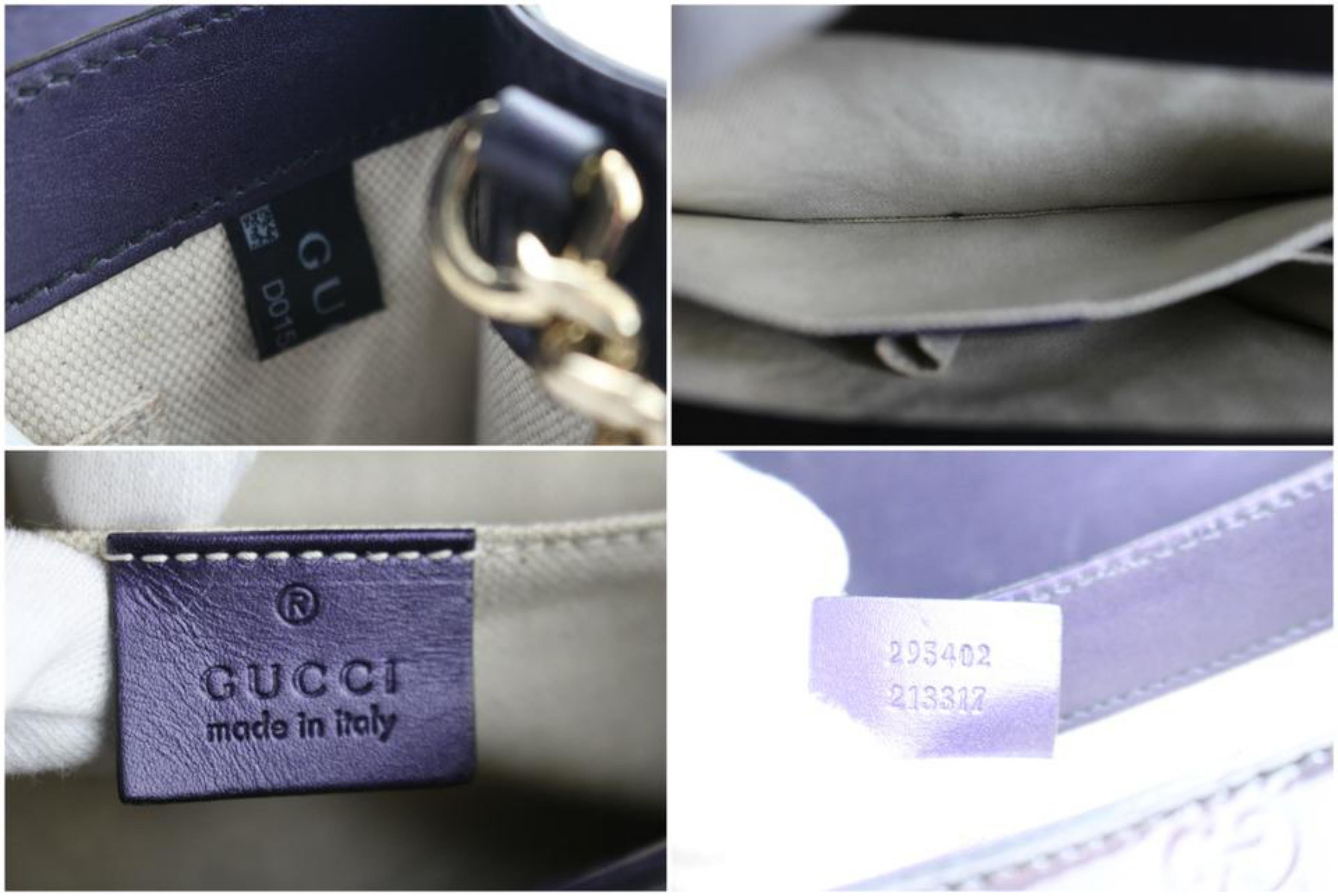 Gray Gucci Chain Emily Guccissima 3gr0301 Purple Patent Leather Shoulder Bag For Sale