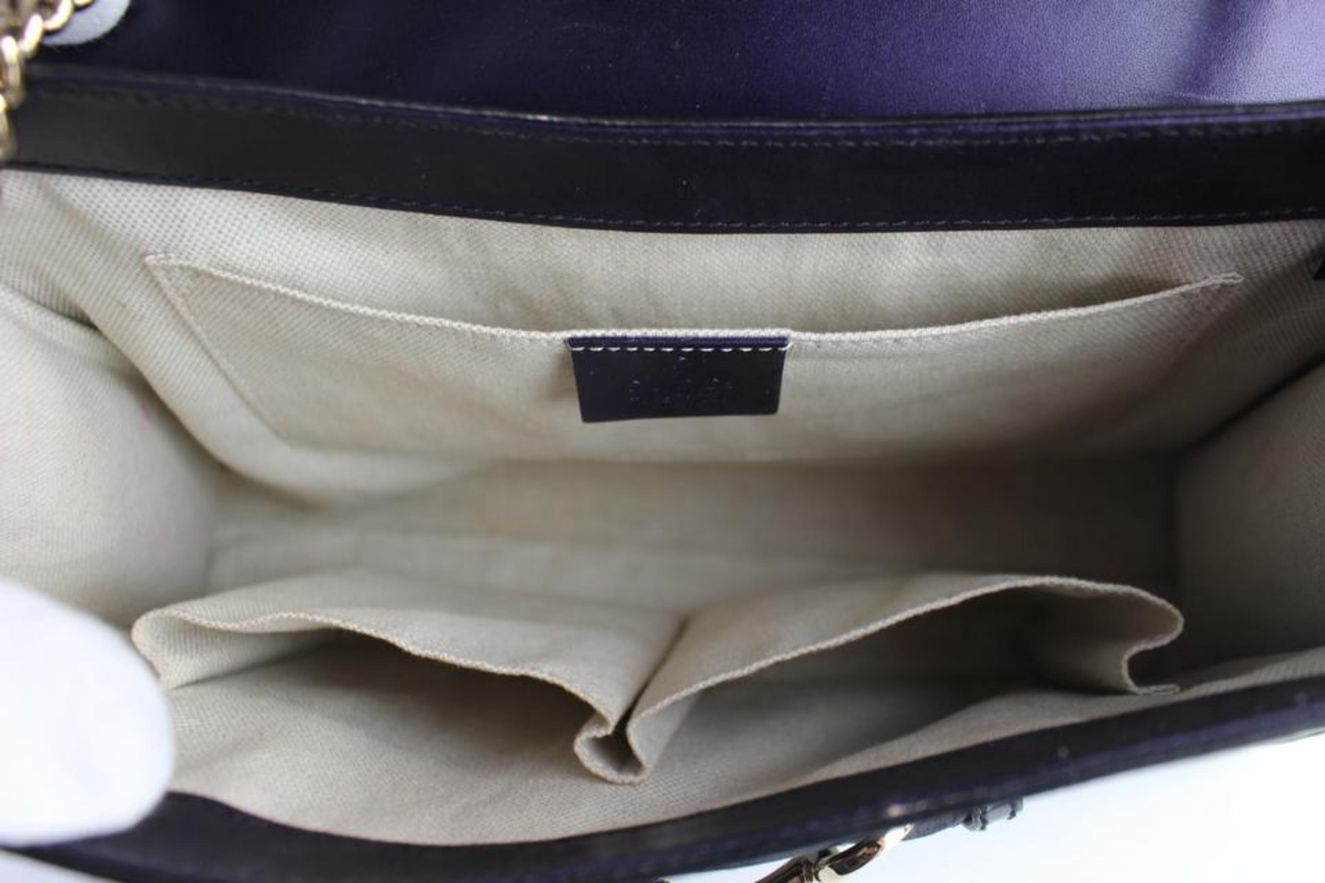 Gucci Chain Emily Guccissima 3gr0301 Purple Patent Leather Shoulder Bag In Excellent Condition For Sale In Forest Hills, NY