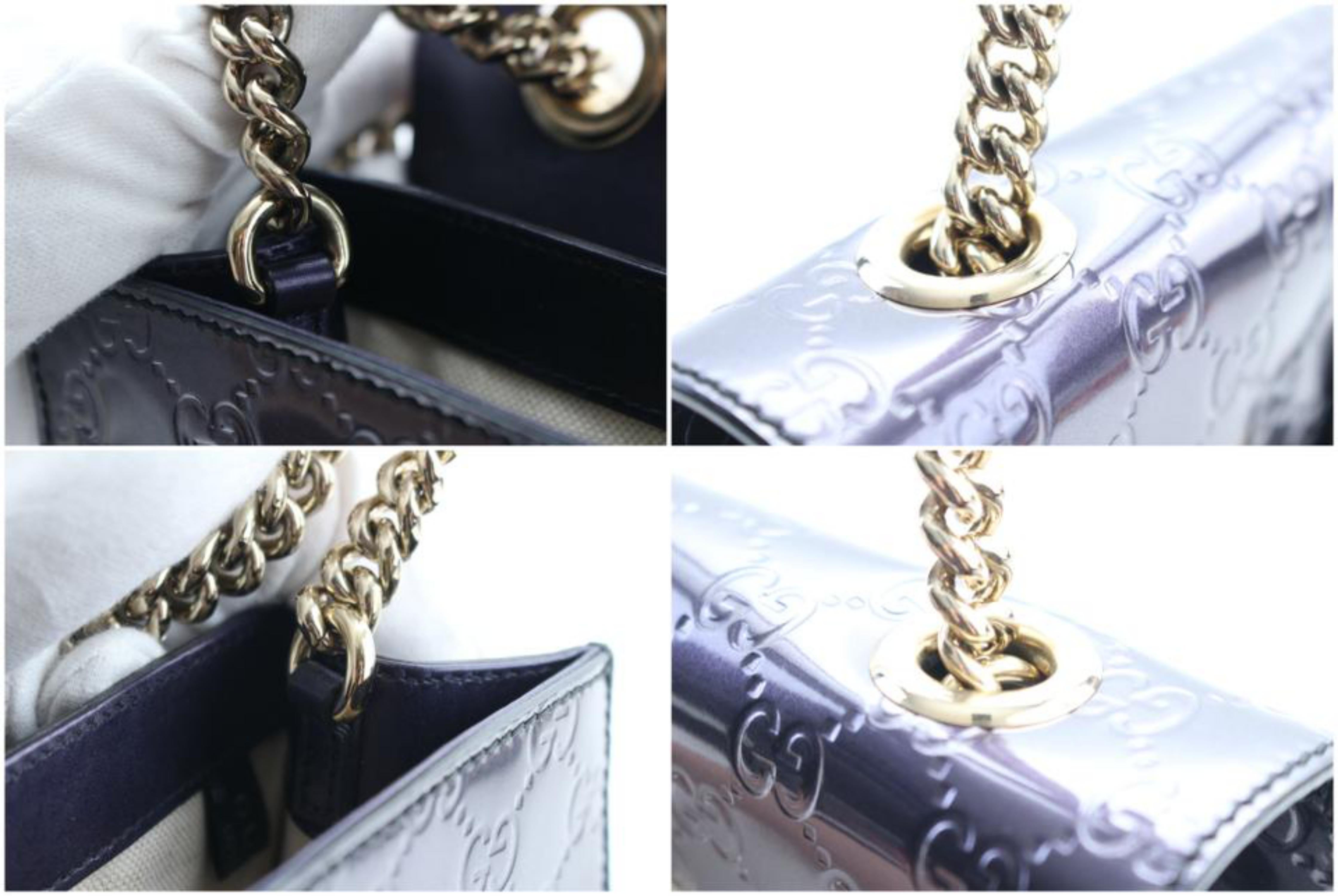 Women's Gucci Chain Emily Guccissima 3gr0301 Purple Patent Leather Shoulder Bag For Sale