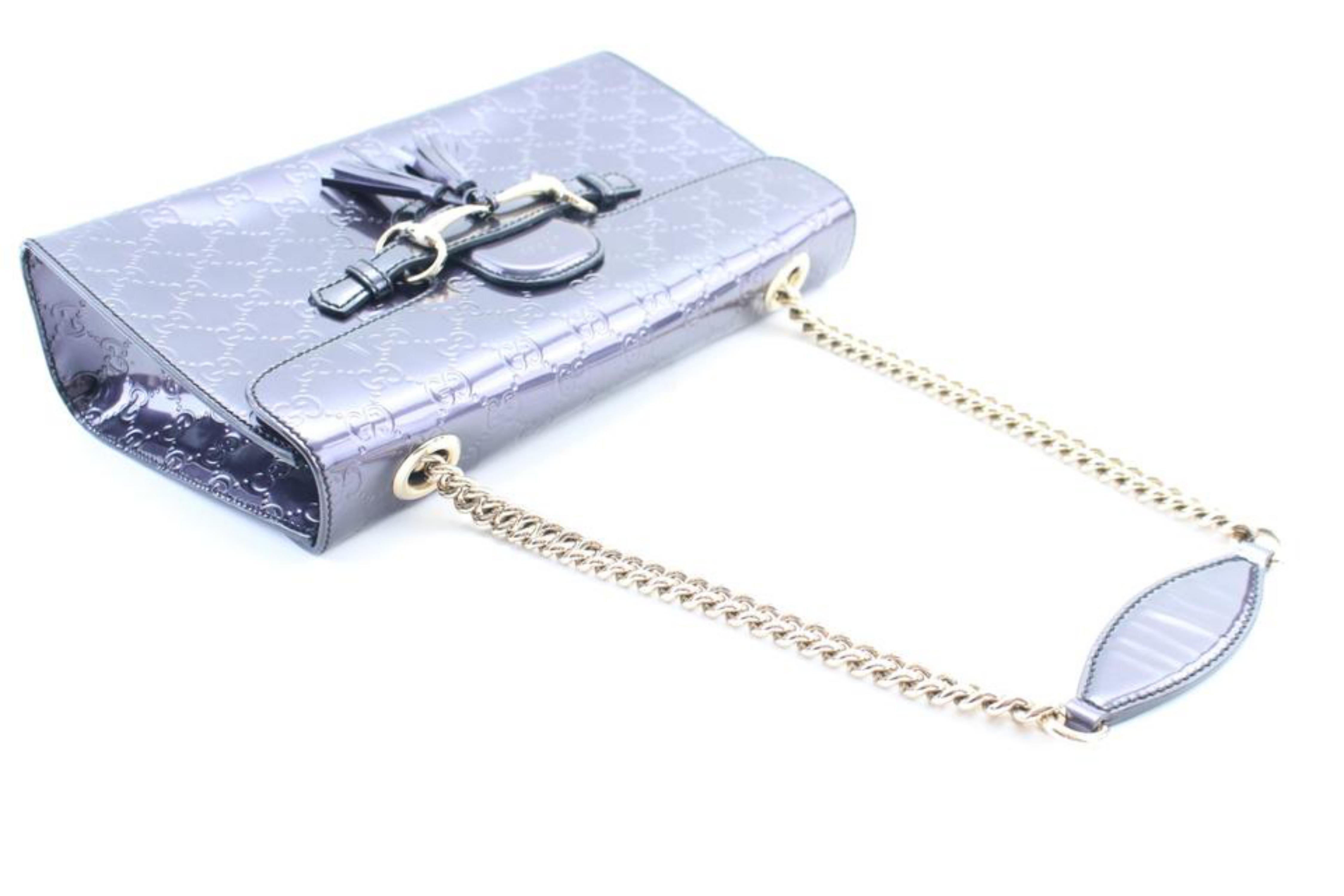 Gucci Chain Emily Guccissima 3gr0301 Purple Patent Leather Shoulder Bag For Sale 1