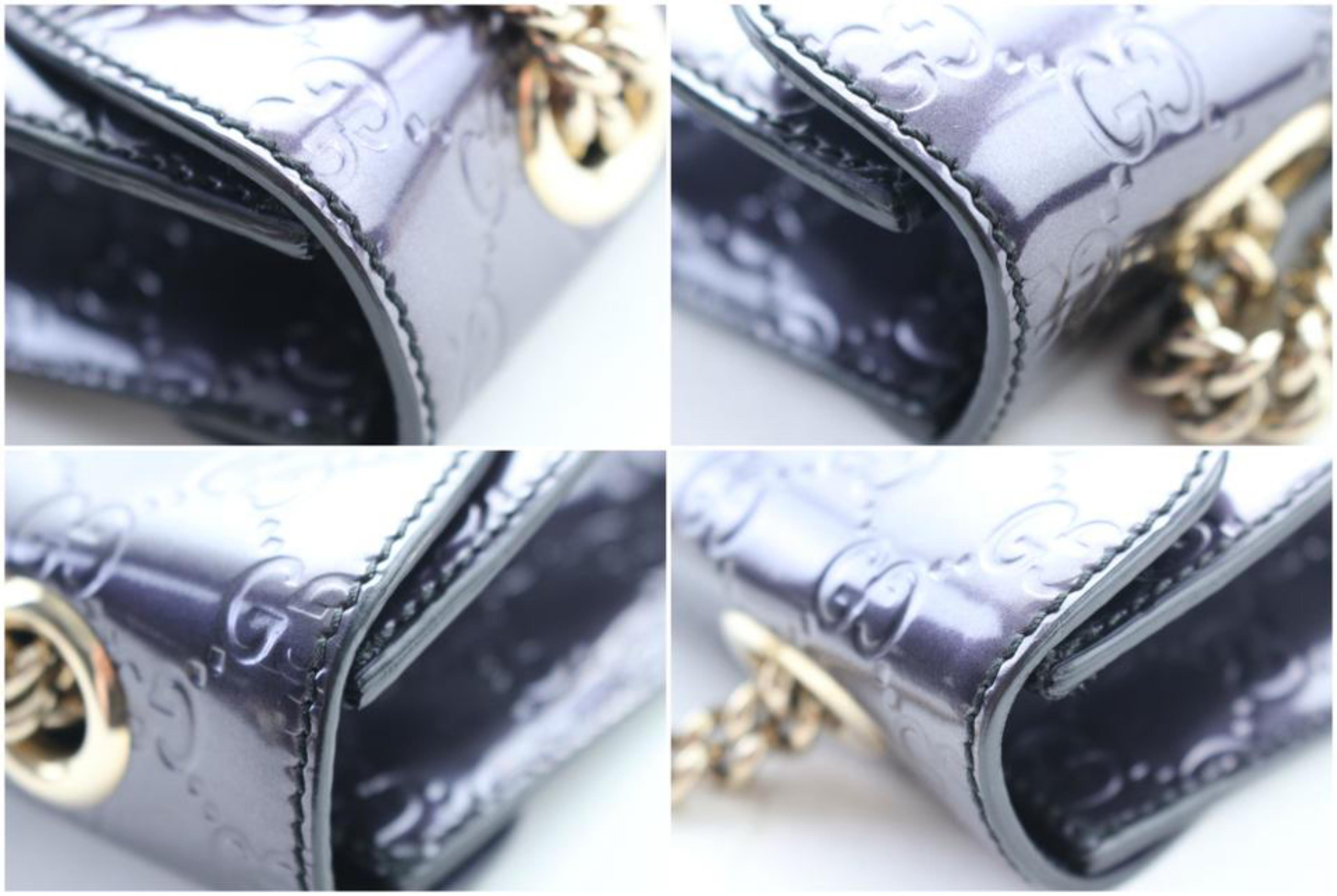Gucci Chain Emily Guccissima 3gr0301 Purple Patent Leather Shoulder Bag For Sale 2