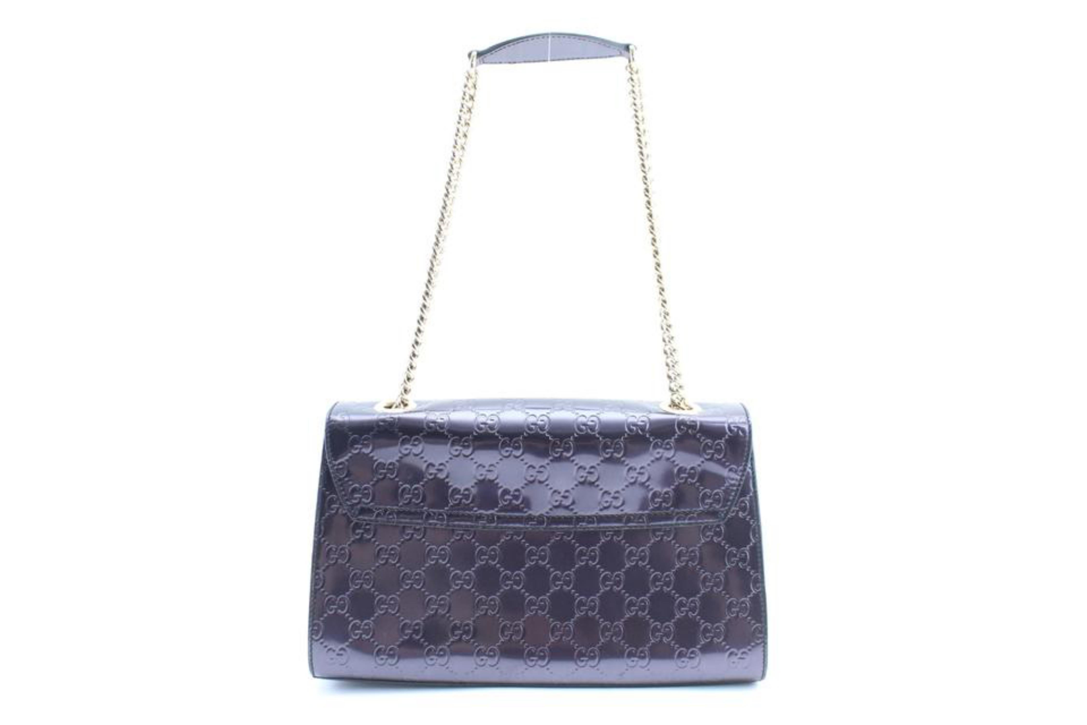 Gucci Chain Emily Guccissima 3gr0301 Purple Patent Leather Shoulder Bag For Sale 3