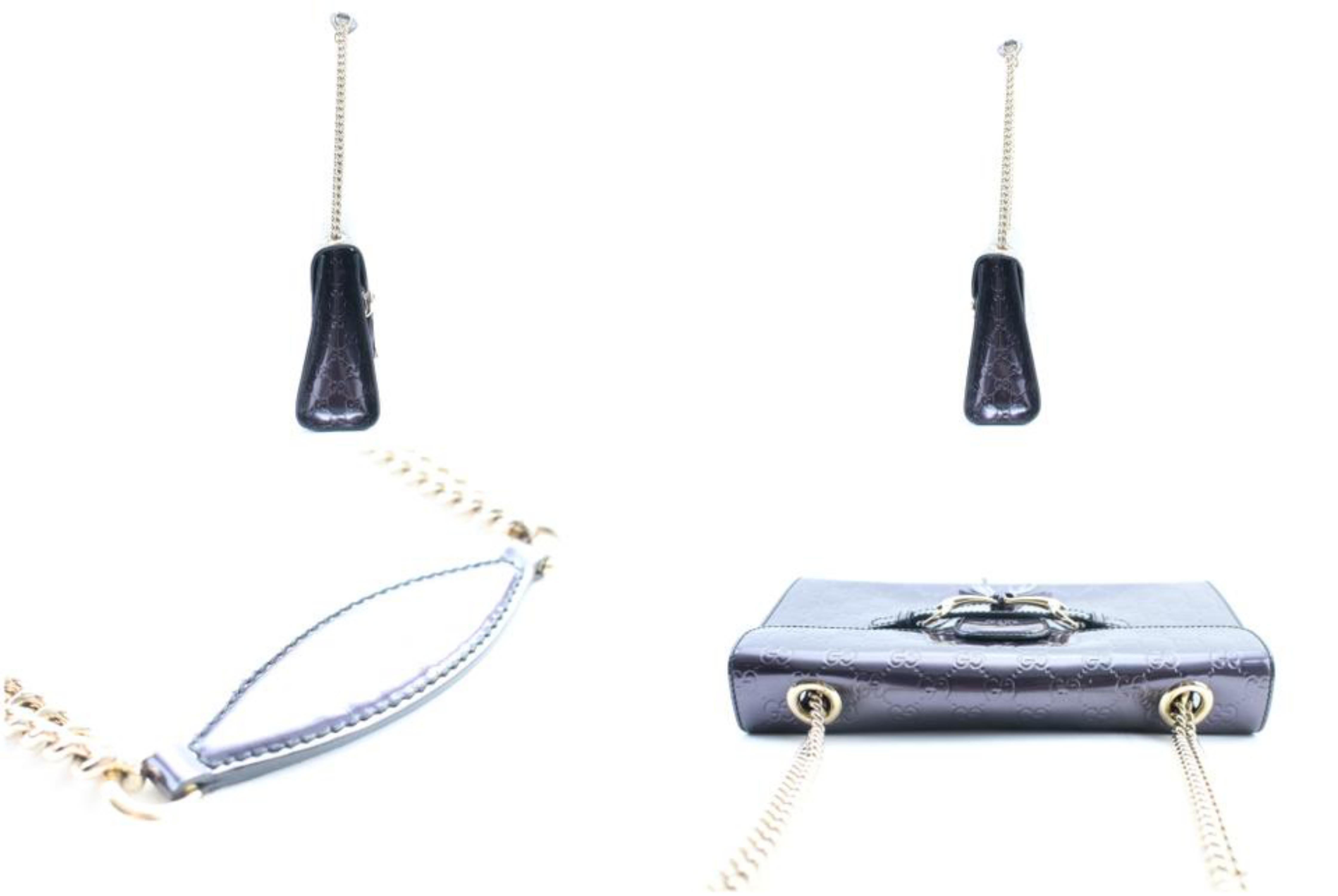 Gucci Chain Emily Guccissima 3gr0301 Purple Patent Leather Shoulder Bag For Sale 4