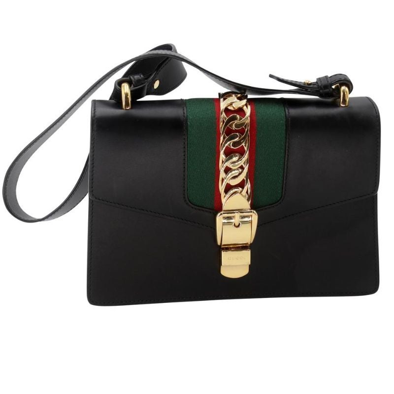 Gucci Chain Link Leather Sylvie Shoulder Bag GG-0611N-0002 For Sale