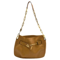 Gucci Chain Link Tan Leather Shoulder Bag For Sale at 1stDibs