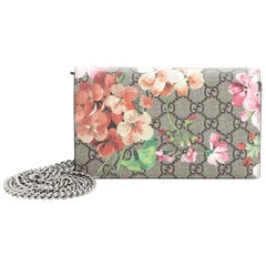 Gucci Chain Wallet Blooms Print GG Coated Canvas