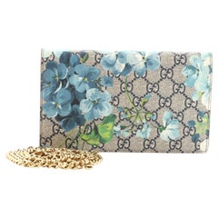 Gucci Kette Brieftasche Blooms Print GG aus beschichtetem Segeltuch