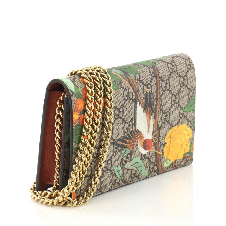 Gucci Chain Wallet Tian Print GG Coated Canvas at 1stDibs