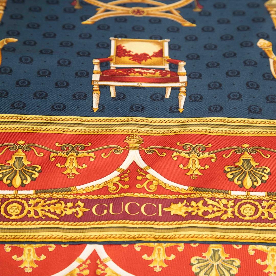 Gucci Chair Pattern Silk Scarf In Good Condition For Sale In London, GB