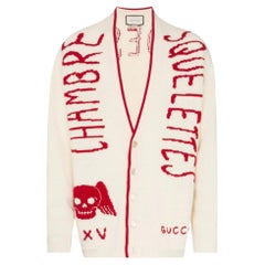 Gucci Chambre Des Squelettes Wool Logo Cardigan