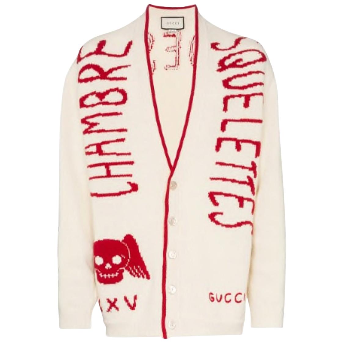 Gucci Chambre Skull Wool Varsity Cardigan at 1stDibs | gucci varsity sweater,  gucci varsity cardigan, gucci cardigan pink