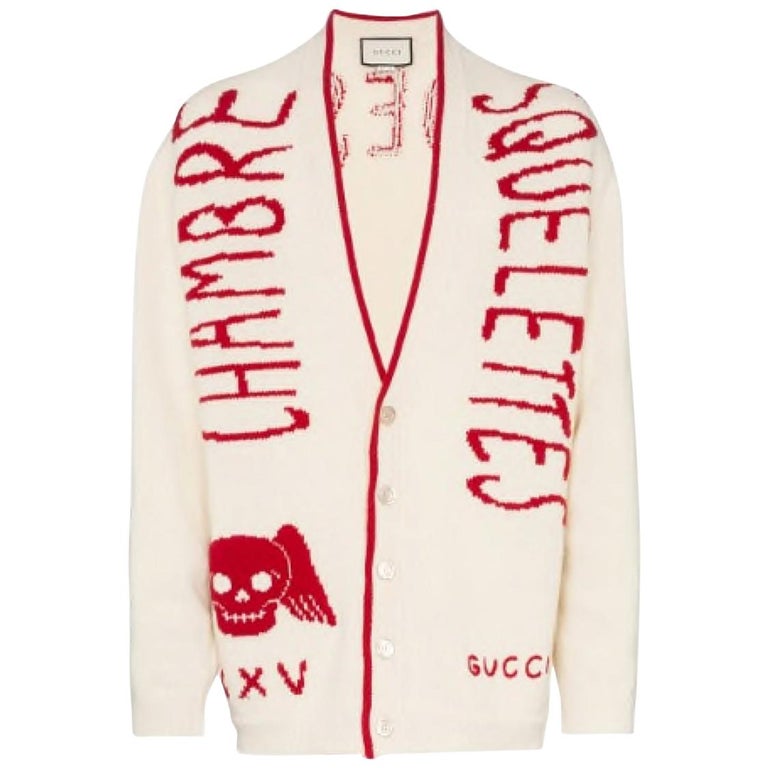Gucci Chambre Skull - Cardigan à carreaux en laine sur 1stDibs