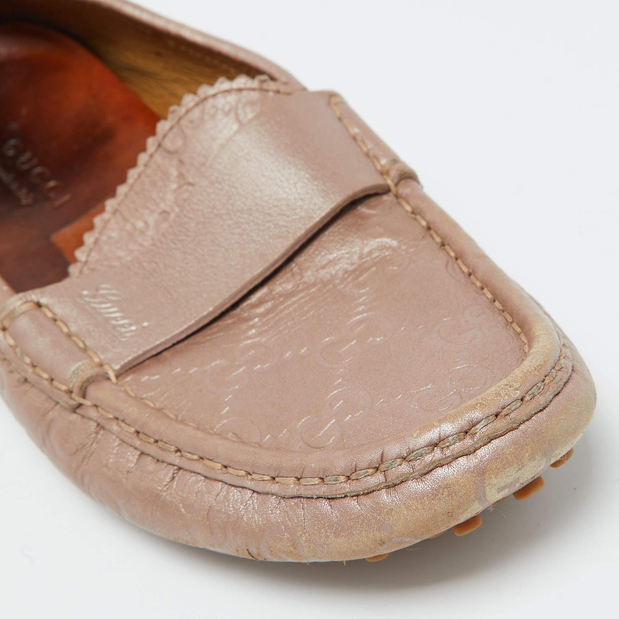 Gucci Champán Rosa Guccissima Piel Mocasines Slip On Talla 35.5 en venta 3