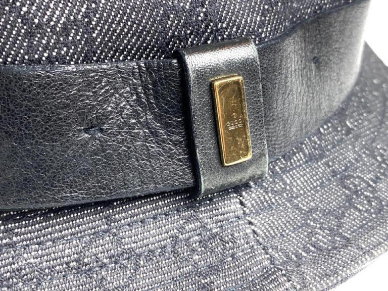 Gucci Charcoal Monogram Hat Gucci Charcoal Bucket Monogram Black Denim 4gg610 Hat at  main image 2