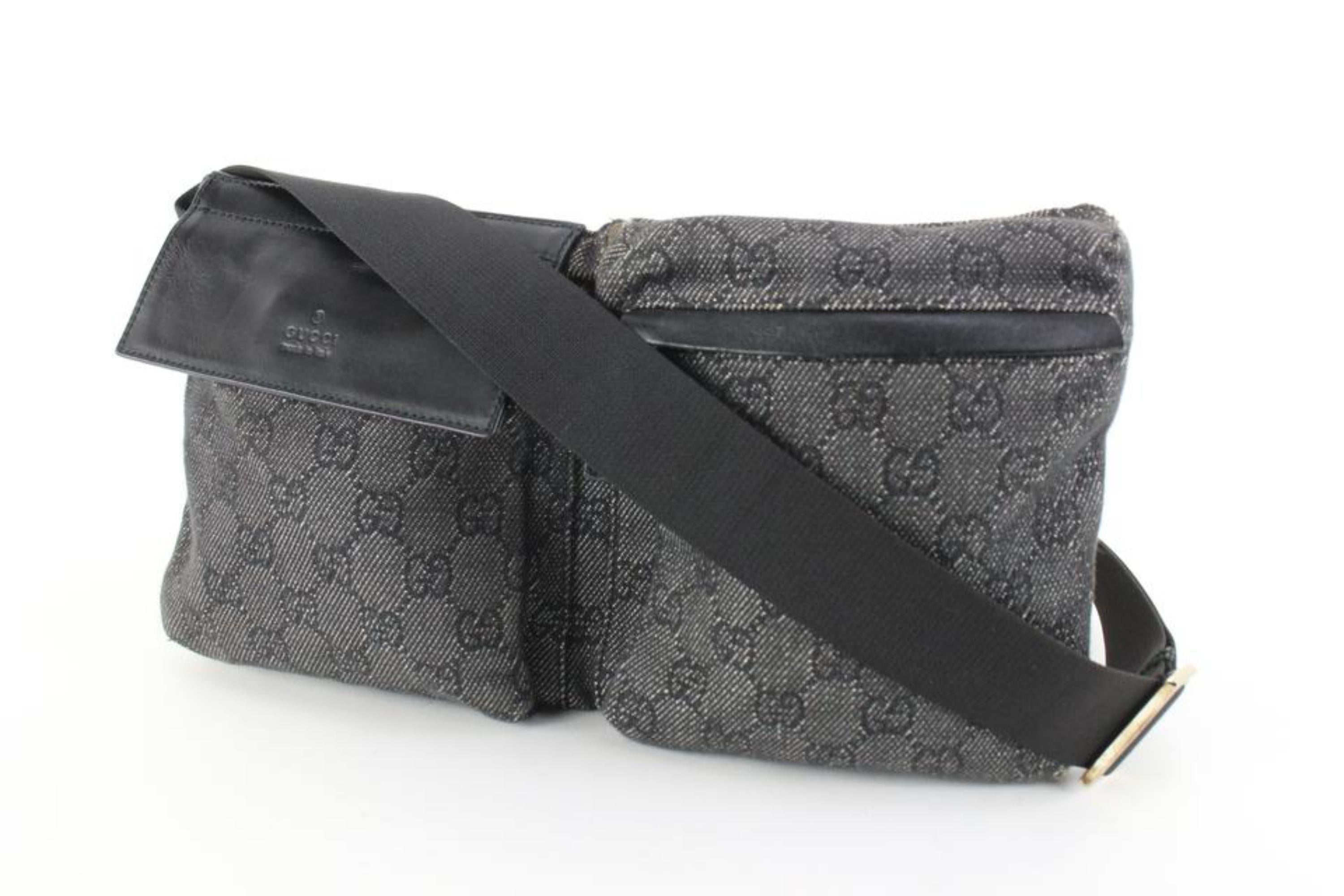 Gucci Charcoal Denim Monogram GG Belt Bag Waist Bag Fanny Pack 36g83s 4