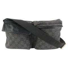 Gucci Charcoal Denim Monogram GG Belt Bag Waist Bag Fanny Pack 36g83s