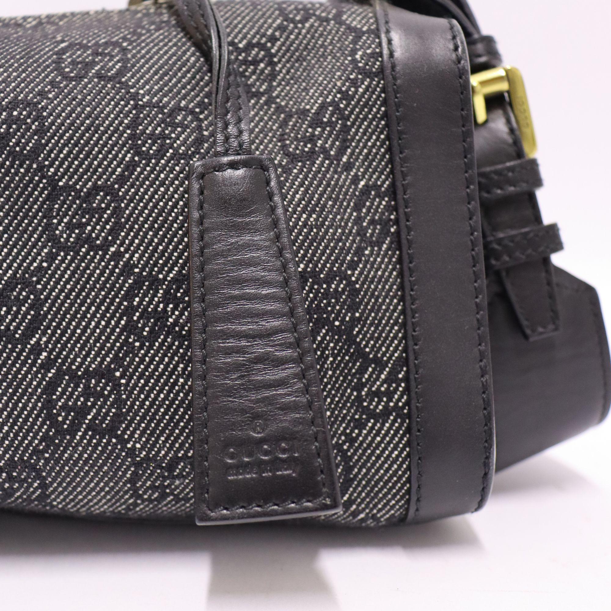 Gucci Charcoal Grey Canvas Shoulder Bag 2