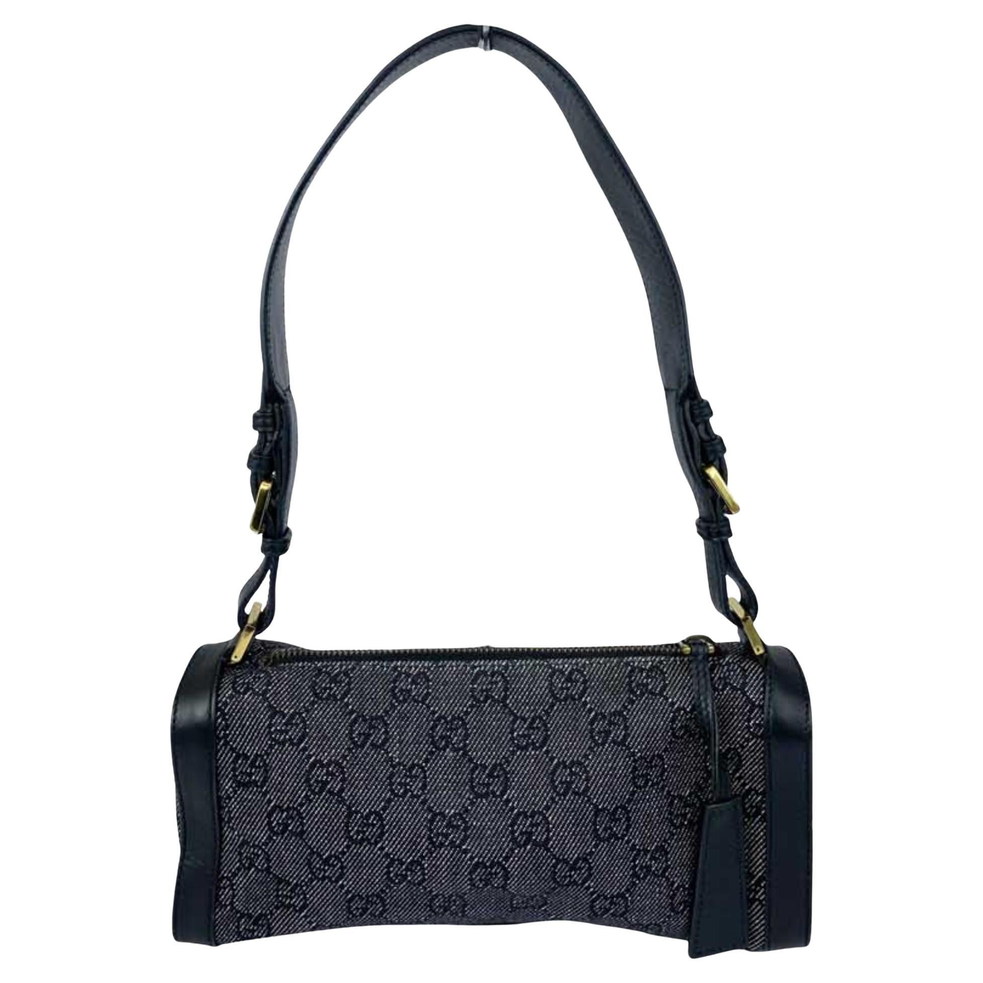 Gucci Charcoal Grey Canvas Shoulder Bag