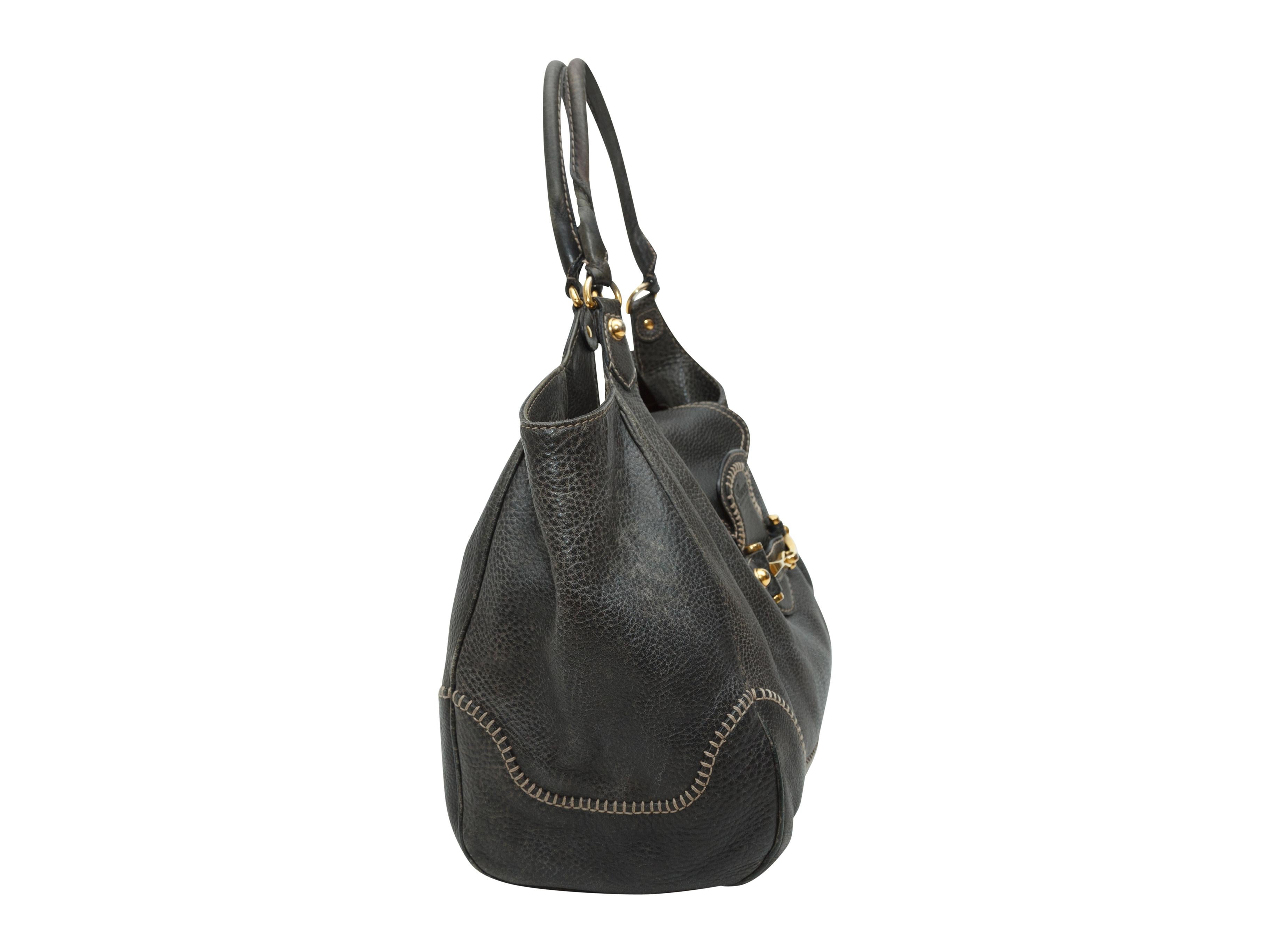 Black Gucci Charcoal Leather Horsebit Handbag
