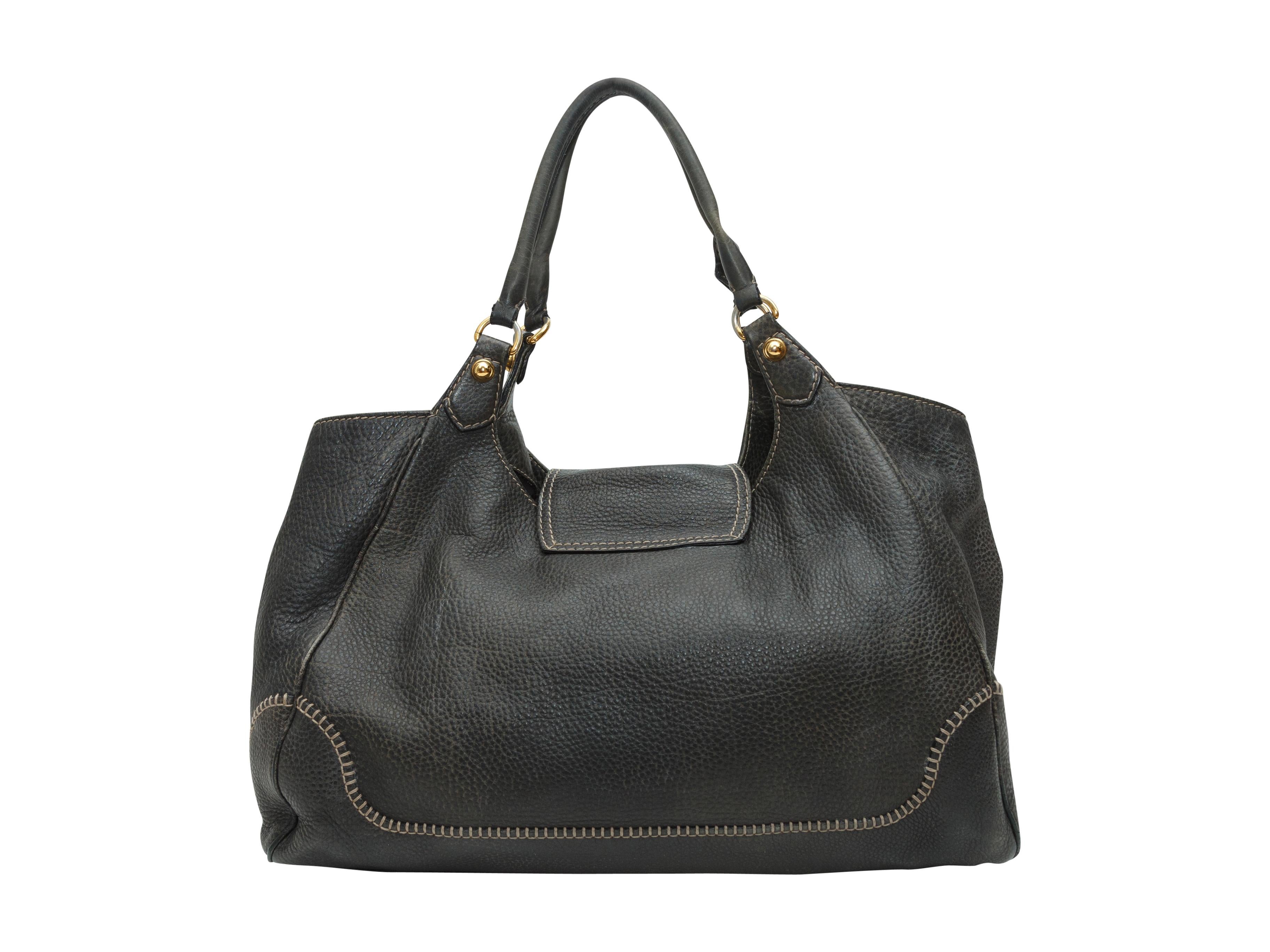 Women's Gucci Charcoal Leather Horsebit Handbag