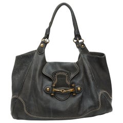 Gucci Charcoal Leather Horsebit Handbag Used Gucci Charcoal Leather Horsebit Handbag