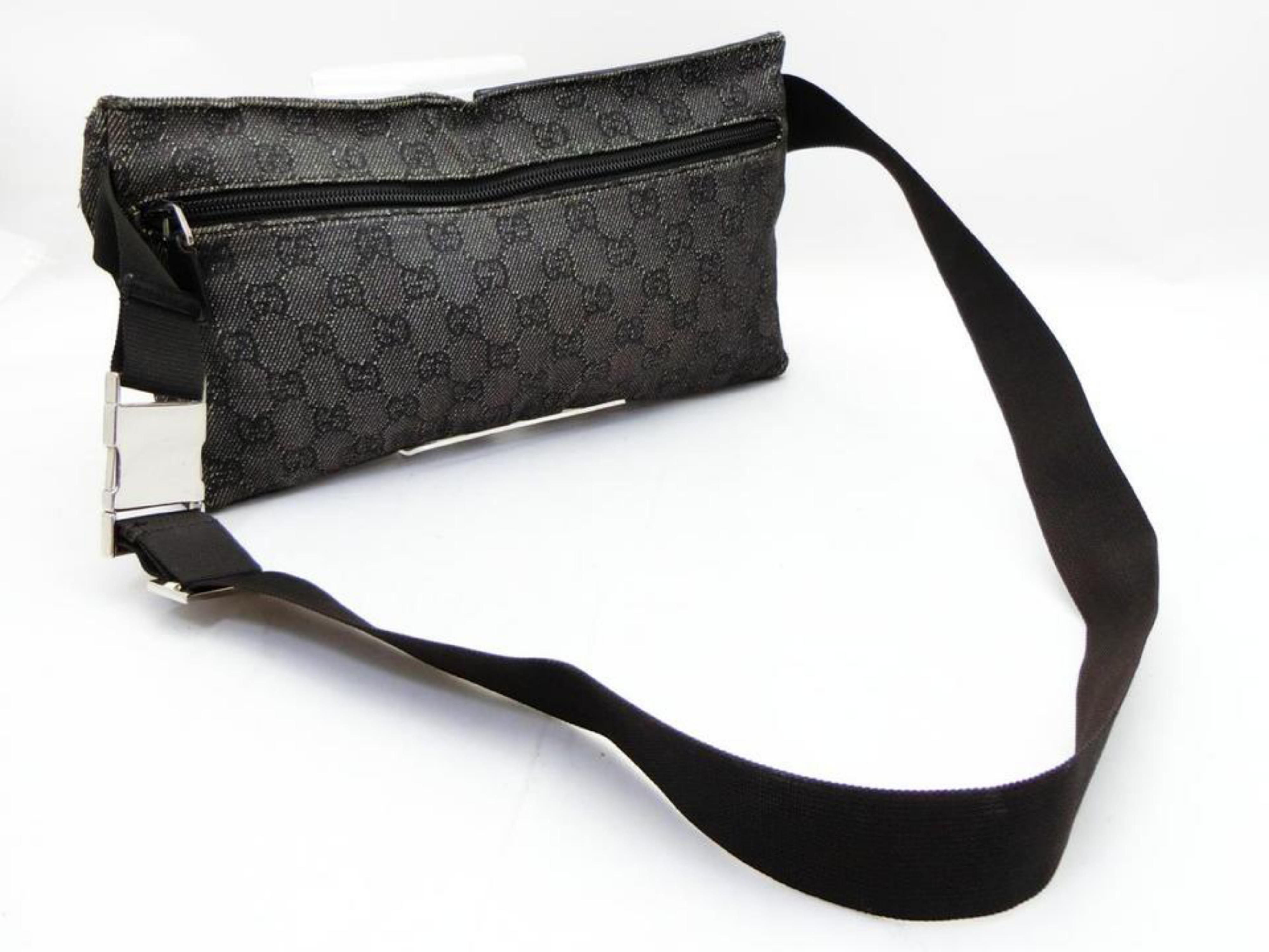 Women's Gucci Charcoal Monogram Gg Belt Bag-230352 Black Canvas Cross Body Bag For Sale
