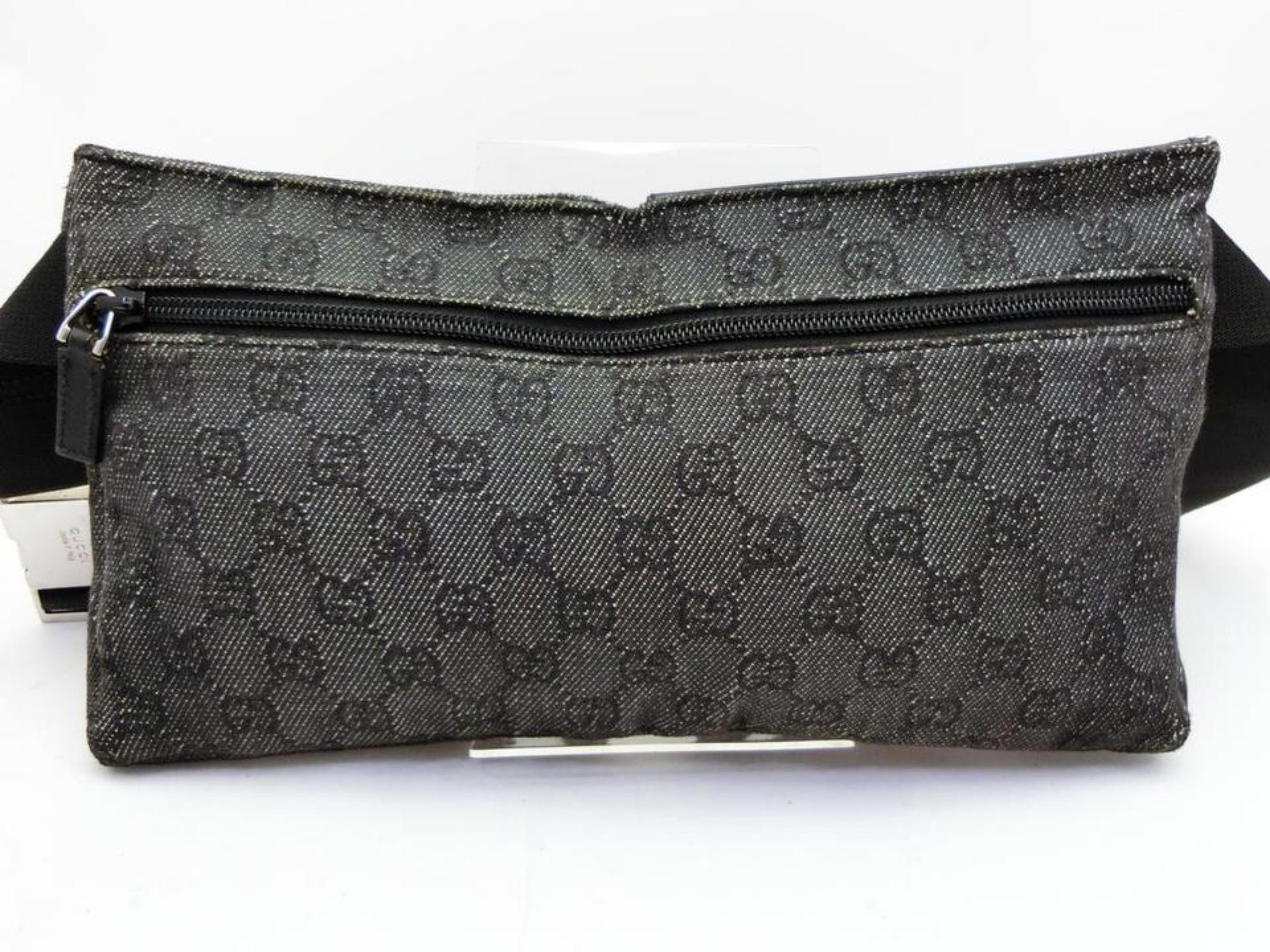 Gucci Charcoal Monogram Gg Belt Bag-230352 Black Canvas Cross Body Bag For Sale 1