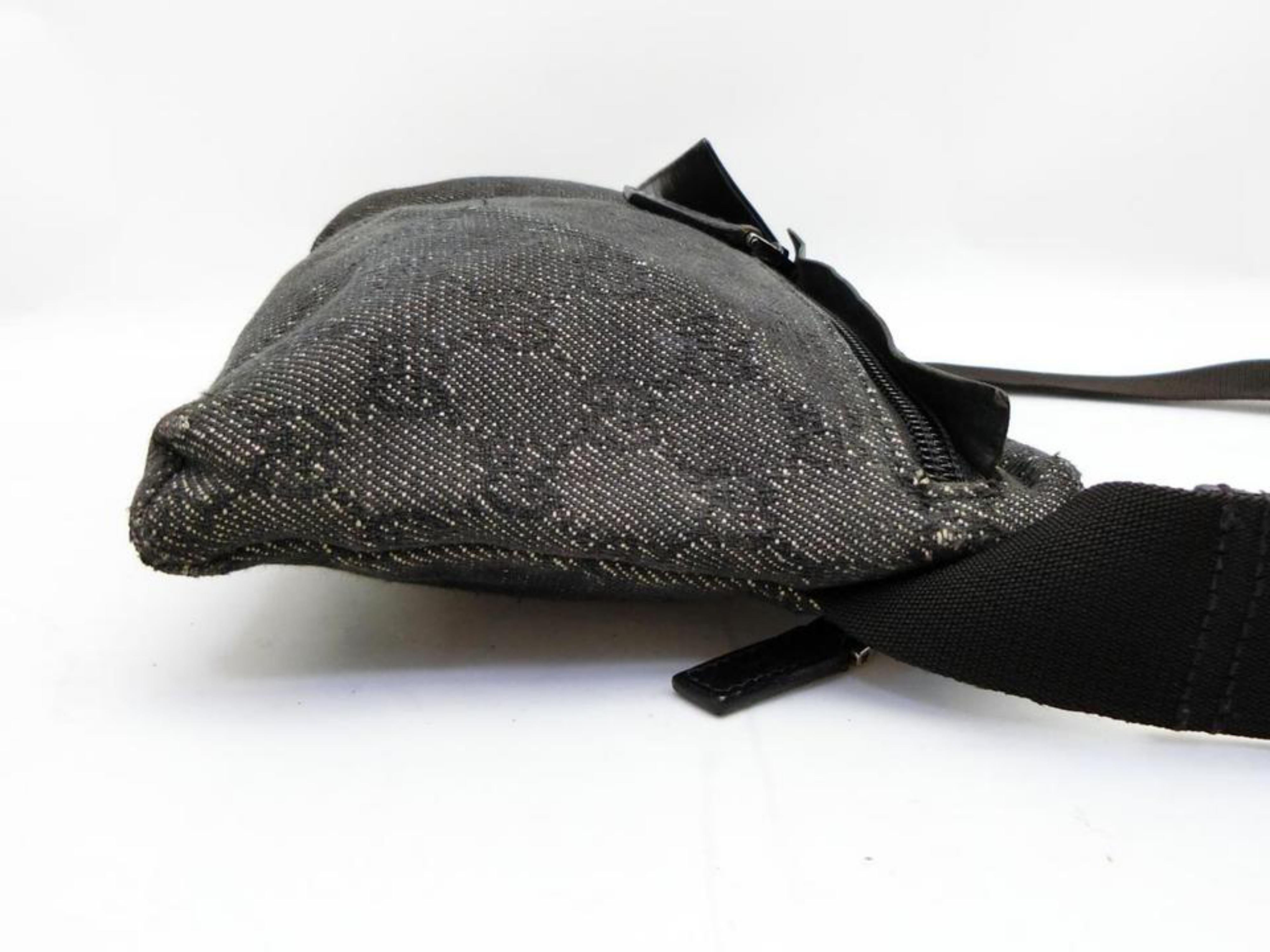 Gucci Charcoal Monogram Gg Belt Bag-230352 Black Canvas Cross Body Bag For Sale 3