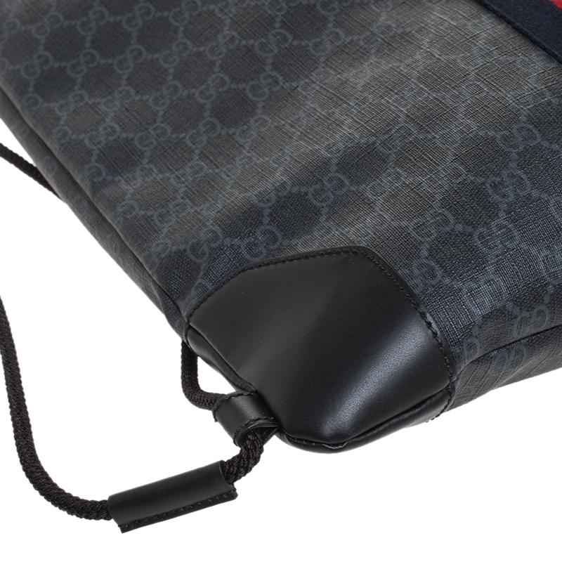 Gucci Charcoal Soft GG Supreme Canvas Drawstring Backpack 3