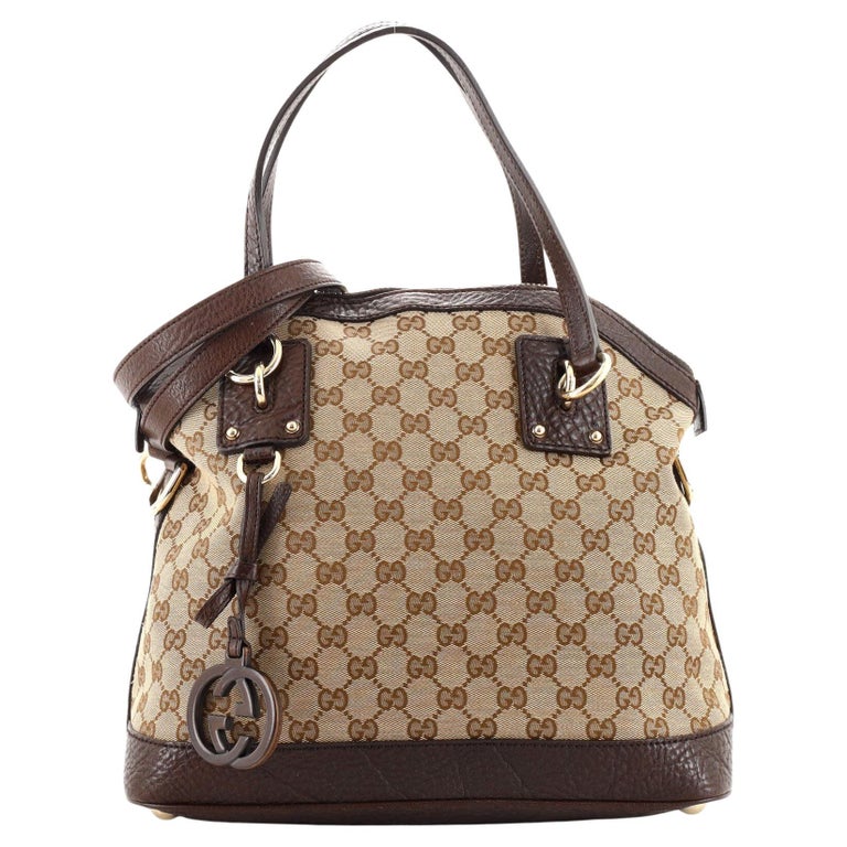 Gucci Charm Convertible Dome Satchel GG Canvas with Leather Medium at  1stDibs