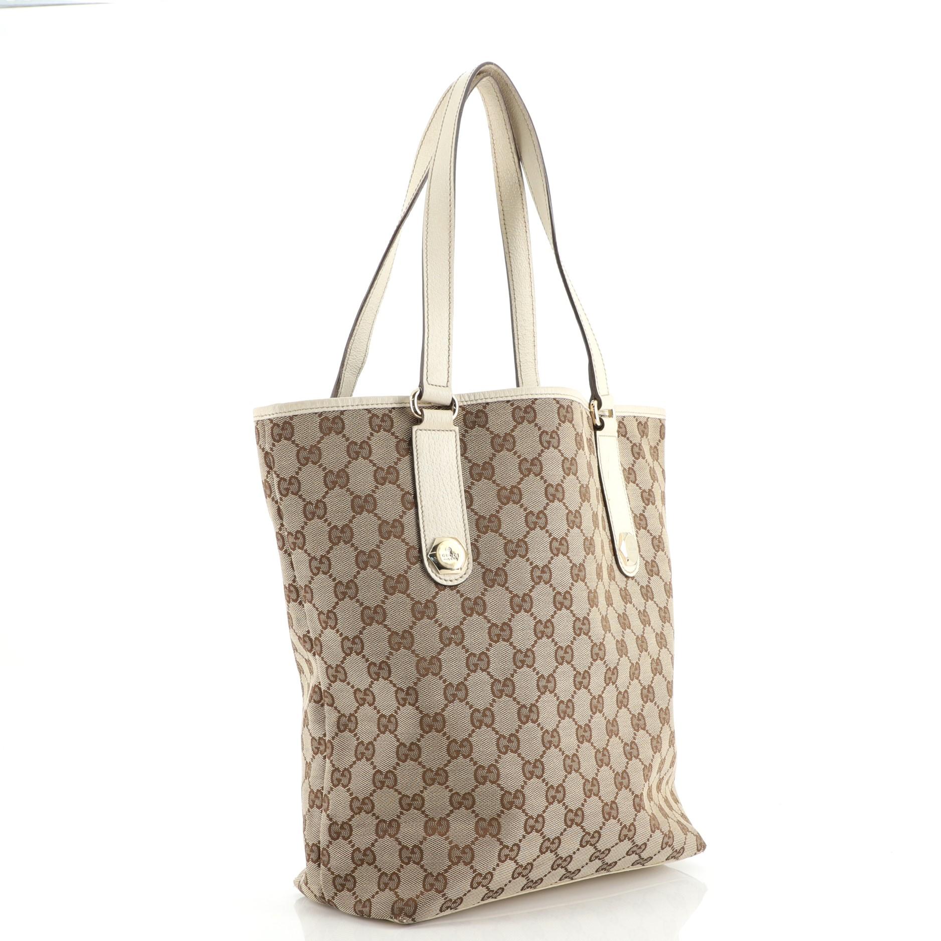 Brown Gucci Charmy Tote GG Canvas Medium