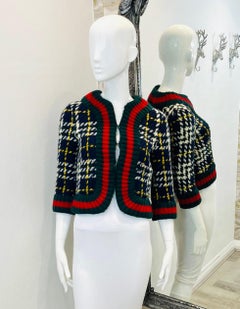 Gucci Check & Web Stripe Wool Cardigan