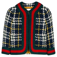 Gucci Check & Web Stripe Wool Cardigan