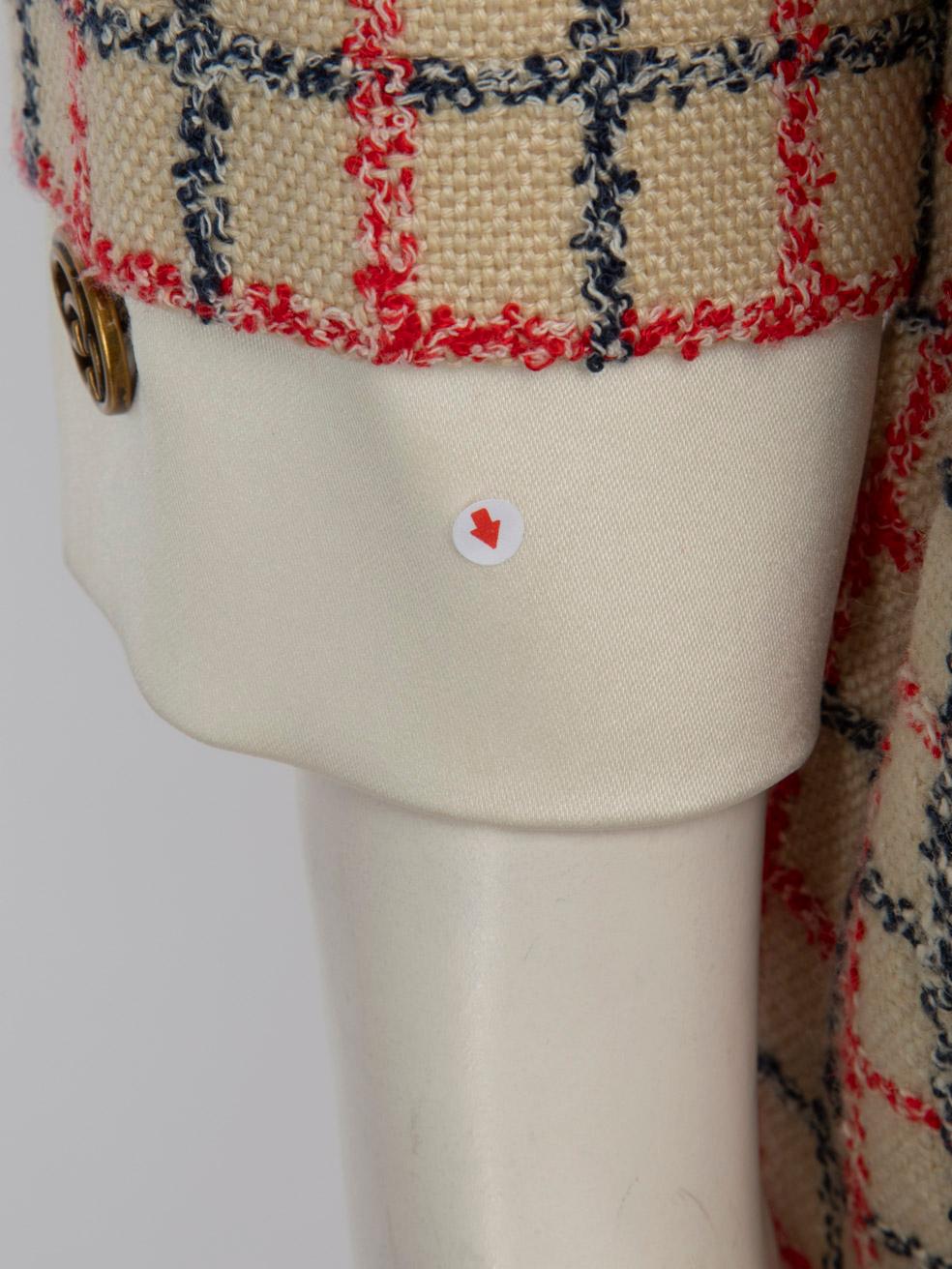 Gucci Checkered Tweed Bow Blazer & Skirt Set Size S For Sale 4
