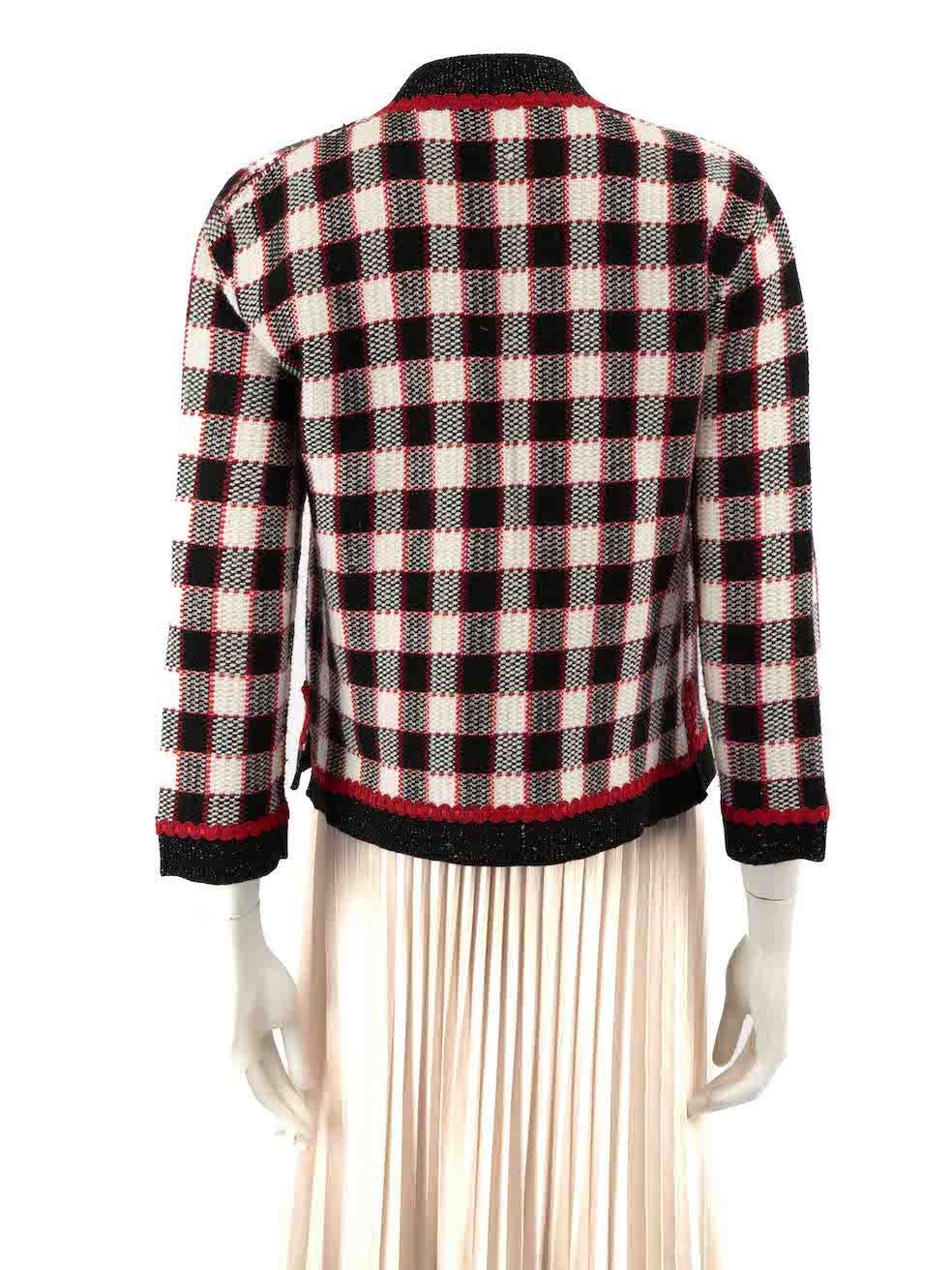 Gucci Checkered Wool Knit Cardigan Size S In Good Condition For Sale In London, GB