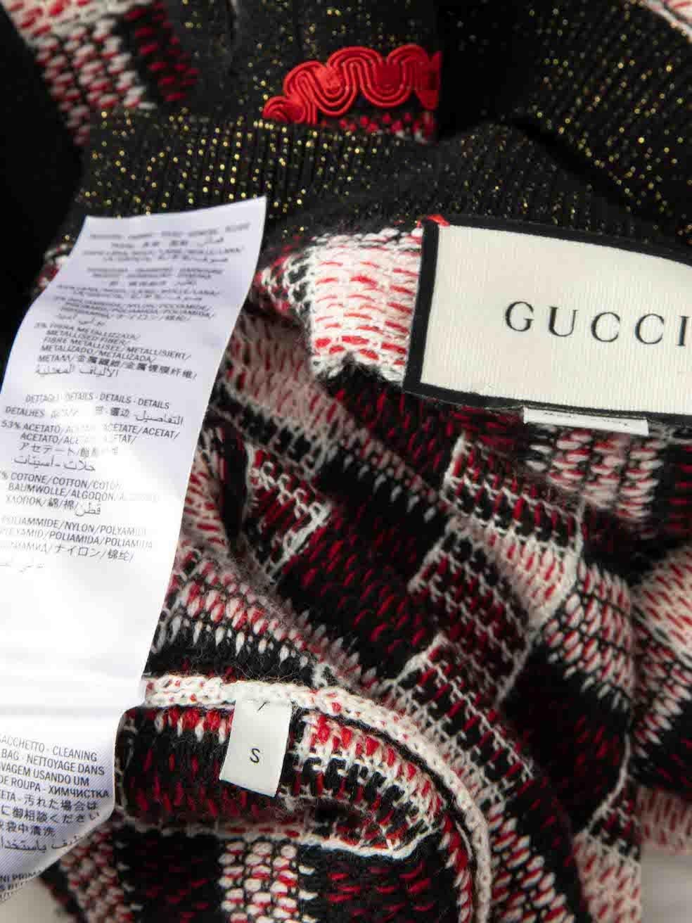Gucci - Cardigan en maille de laine à carreaux, taille S en vente 1