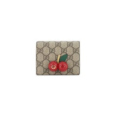 Gucci Cherries Flap Card Case GG Coated Canvas