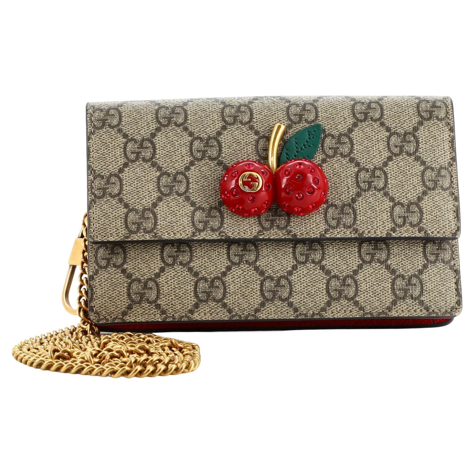 Gucci Cherries Wallet on Chain GG Coated Canvas Mini at 1stDibs
