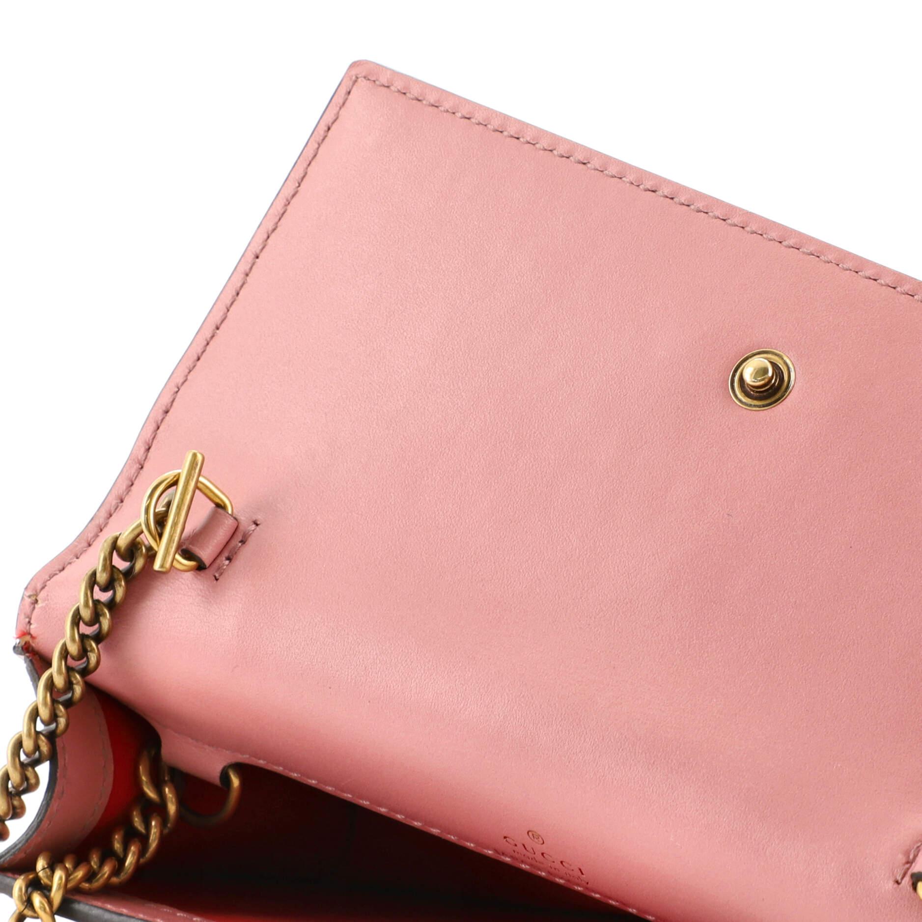 Pink Gucci Cherries Wallet on Chain Guccissima Leather Mini